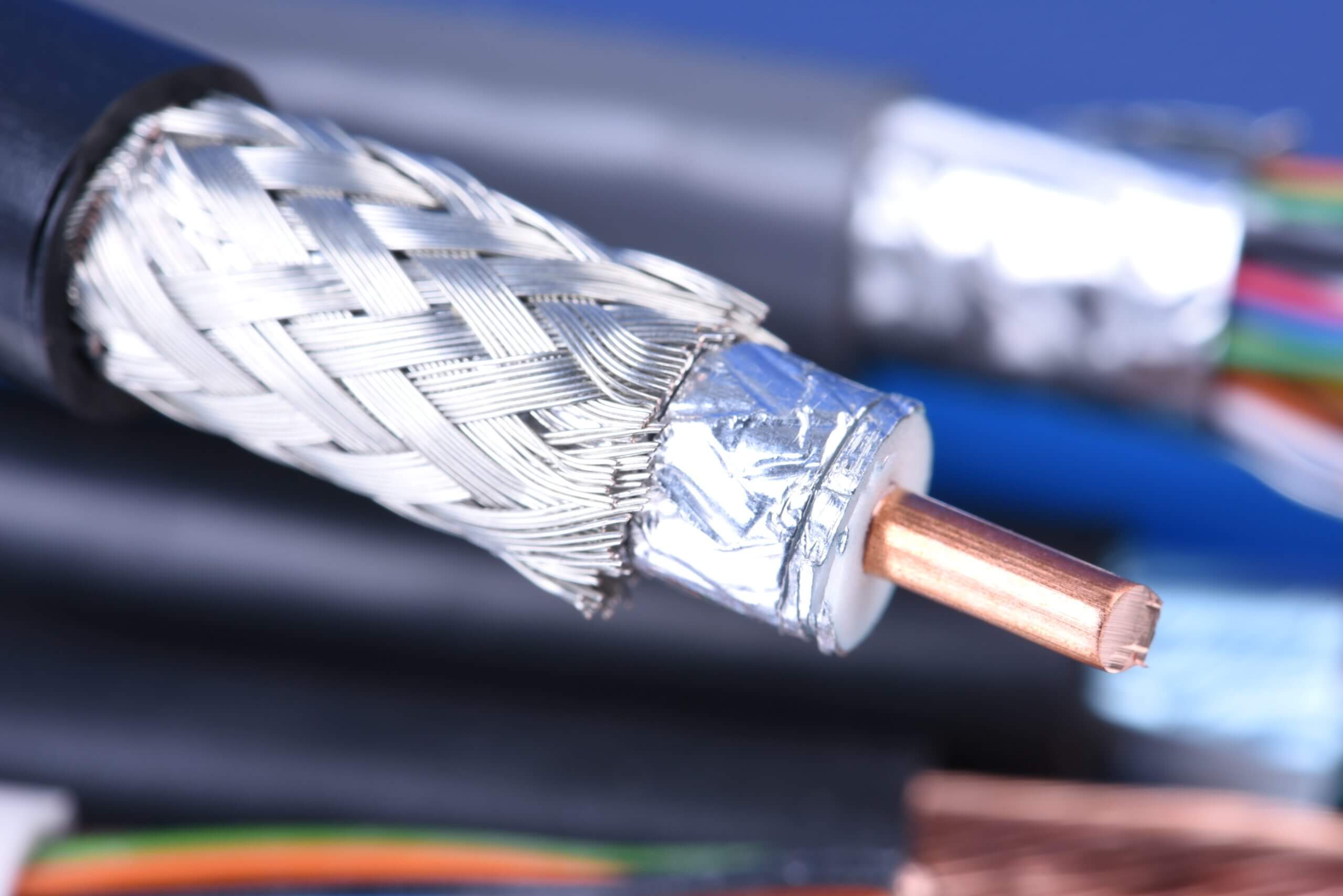 close up of a coaxial cable in structured cabling solutions
